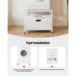 laundry pedestal, 23 in height, 29 x 29 in washer and dryer pedestals with pull out tray and storage space, 700 lbs load capacity, non slip feet washing machine stand universal fit, white