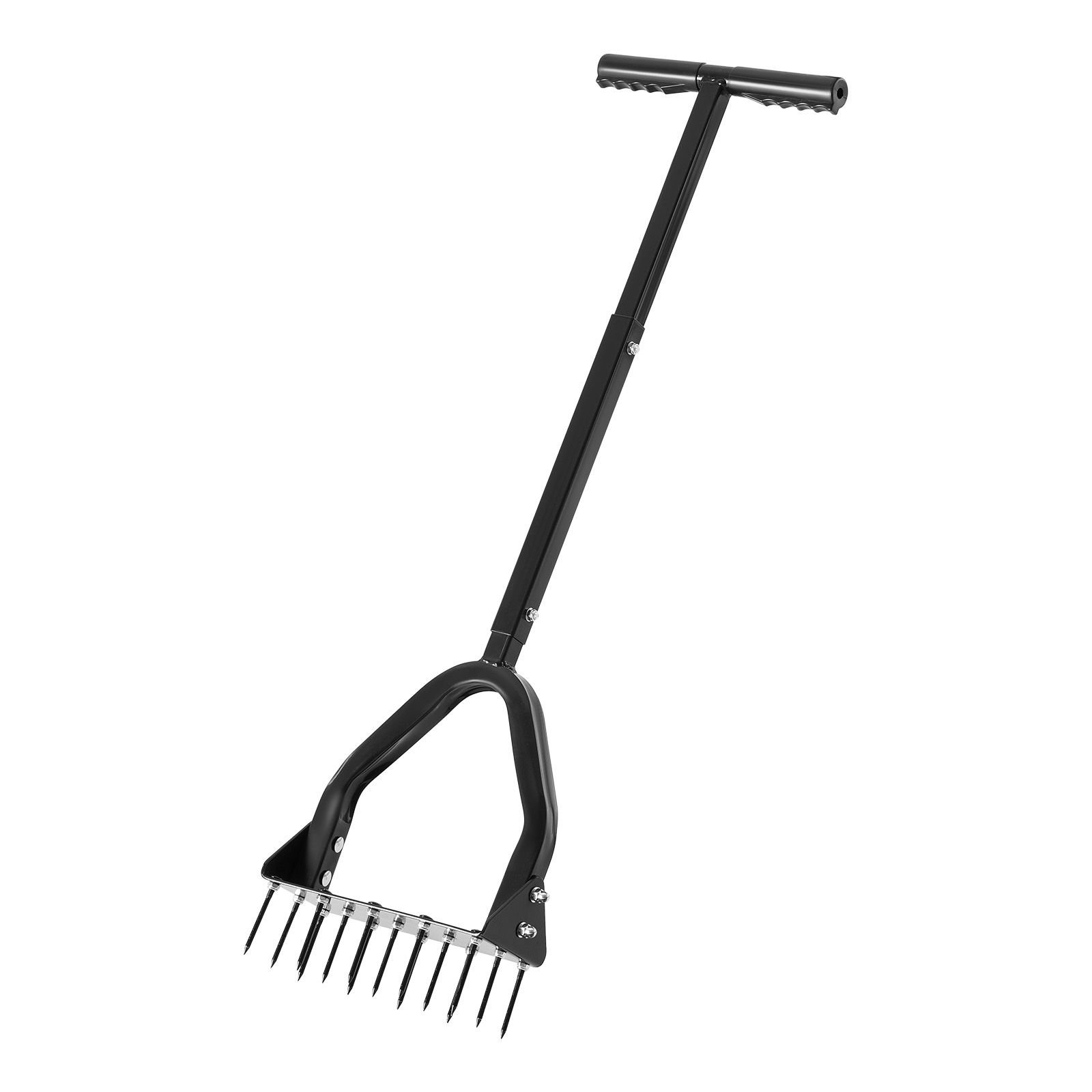 lawn aerator, 9.2 in manual core aerator tool with 15 iron spikes, long handle & wide plate, heavy duty grass aeration tool, yard aerators for compacted hardened soil lawn aeration