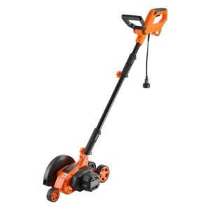 Lawn Edger, 8-inch Blade Length, 12 Amp Electric Edger Lawn Tool, 4000 RPM, with 3-Position Blade Depth, 65 Mn, Pivoting Handle, Dual Wheels, for Lawns, Driveways, Yards, and Sidewalk Edges