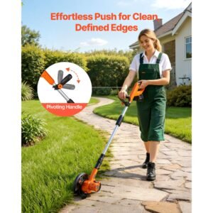 lawn edger, 8.8 inch blade length, battery powered cordless edger lawn tool, with 3 position blade depth, 4000 mah battery and charger included, for lawns, driveways, yards, and sidewalk edges
