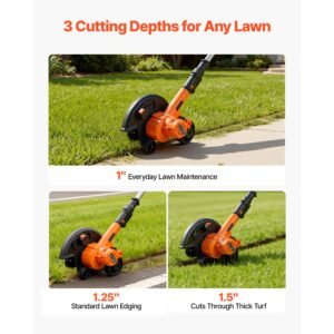 lawn edger, 8.8 inch blade length, battery powered cordless edger lawn tool, with 3 position blade depth, 4000 mah battery and charger included, for lawns, driveways, yards, and sidewalk edges