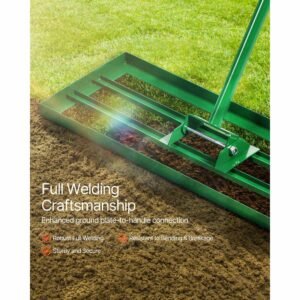 lawn leveling rake, 30"x10" level lawn tool, heavy duty lawn leveler with 78" steel extended handle, yard leveling rake suit for garden, golf lawn, farm