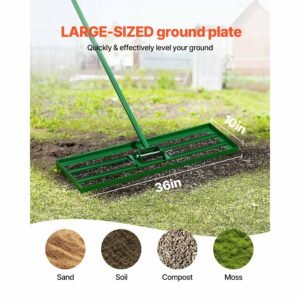 lawn leveling rake, 36"x10" level lawn tool, heavy duty lawn leveler with 78" steel extended handle, yard leveling rake suit for garden, golf lawn, farm