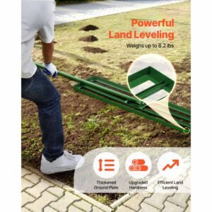 lawn leveling rake, 48"x10" level lawn tool, heavy duty lawn leveler with 78" steel extended handle, yard leveling rake suit for garden, golf lawn, farm