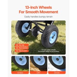 lawn spreader, 100lbs capacity, walk behind push spreader, 0 9.8ft spreading width, 13 in all terrain pneumatic tires, fertilizer spreaders with hopper grate, for seed salt ice melt