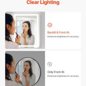 led bathroom mirror, 24" x 32" led bathroom vanity mirror with frontlit and backlit, anti fog memory mirror with lights, stepless 3 colors temperature dimmable bathroom mirror, wall mounted