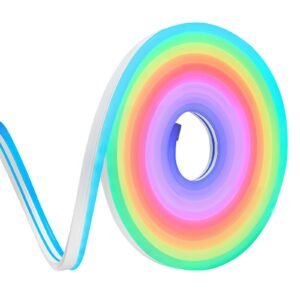 LED Neon Rope Light, 16.4 ft, Flexible RGB-IC LED Strip Light, Control with App/Remote, Works with Alexa & Google Assistant, Music Syncing, Custom DIY Neon Flex Lights, for Bedroom Gaming Indoor