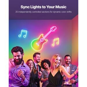 led neon rope light, 16.4 ft, flexible rgb ic led strip light, control with app/remote, works with alexa & google assistant, music syncing, custom diy neon flex lights, for bedroom gaming indoor