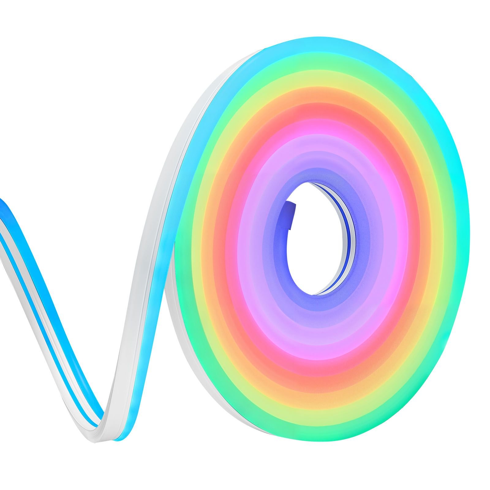 led neon rope light, 16.4 ft, flexible rgb ic led strip light, control with app/remote, works with alexa & google assistant, music syncing, custom diy neon flex lights, for bedroom gaming indoor