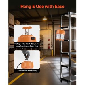 led temporary work light, 60w, 8200 lm, 5000k durable & water resistant, linkable up to 12 units, ceiling or stand job site illumination for construction sites, workshops, indoor & outdoor use
