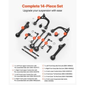 left right front upper & lower control arms kit, oem suspension kit compatible with 2011 2017 chrysler 300 rwd, 2011 2017 dodge challenger rwd, 2011 2014 dodge charger rwd (14pcs)