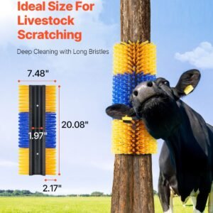 livestock scratching brush, 6 pcs horse brush with 12 screws, 20 x 7.5 in cow scratcher, for back itch relief & keep cleaning, grooming & scratching post brush for horse, pig, cattle supplies