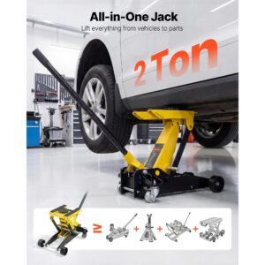 low profile floor jack, 2 ton (4409 lbs) capacity, steel racing floor jack with single piston quick lift pump, hydraulic trolley car lift for cars, motorcycles, atvs, lifting range 5.7" 17"