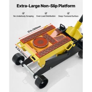 low profile floor jack, 2 ton (4409 lbs) capacity, steel racing floor jack with single piston quick lift pump, hydraulic trolley car lift for cars, motorcycles, atvs, lifting range 5.7" 17"