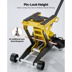 low profile floor jack, 2 ton (4409 lbs) capacity, steel racing floor jack with single piston quick lift pump, hydraulic trolley car lift for cars, motorcycles, atvs, lifting range 5.7" 17"