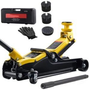 Low Profile Floor Jack, 2.5 Ton (5512 lbs) Capacity, Steel Racing Floor Jack with Single Piston Quick Lift Pump & SUV Adapters, Hydraulic Trolley Car Lift for Sedans, Lifting Range 3.3"-13.8"