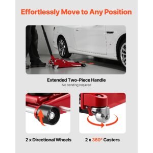 low profile floor jack, 3 ton (6614 lbs) capacity, aluminum racing floor jack with dual pistons quick lift pump, hydraulic trolley car lift for sports car, suv, pickup, lifting range 3.3" 20.3"