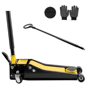 Low Profile Floor Jack, 3 Ton (6614 lbs) Capacity, Steel Racing Floor Jack with Dual Pistons Quick Lift Pump & SUV Adapter, Hydraulic Trolley Car Lift for Sports Cars, Lifting Range 2.95"-19.7"