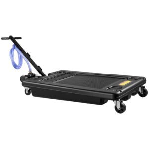 Low Profile Oil Drain Pan, 17 Gallon Capacity, Rolling Oil Drain Pan with Electric Pump & 7.2 ft Hose, Leak-proof & Corrosion-resistant, Fit for Cars, SUVs, Trucks, Motorcycles, ATVs, Metal