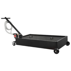 Low Profile Oil Drain Pan, 20 Gallon Capacity, Rolling Oil Drain Pan with Electric Pump & 7.2 ft Hose, Leak-proof & Corrosion-resistant, Fit for Cars, SUVs, Trucks, Motorcycles, ATVs, Metal