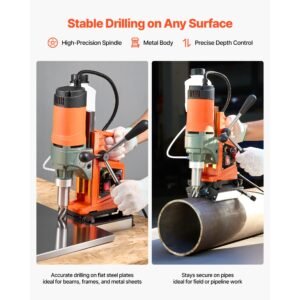 magnetic drill press, 1400 w, 2 inch boring diameter, 0 750 rpm speed, reversible direction, mag drill press for metal surface, electric drilling machine for industrial and home improvement