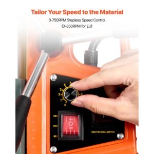magnetic drill press, 1400 w, 2 inch boring diameter, 0 750 rpm speed, reversible direction, mag drill press for metal surface, electric drilling machine for industrial and home improvement