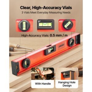 magnetic level set, 4 piece included 16/24/36/48 in, aluminum alloy i beam bubble leveler with clear 3 green vials & hanging hole, level tool ideal for hanging pictures, home improvement & diy