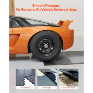 male garage floors transition edge kit, 12 edges and 4 corners, sturdy pvc interlocking modular garage floor edging slip resistant, compatible only with 4 sided interlocking mats, black