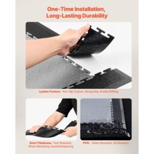 male garage floors transition edge kit, 12 edges and 4 corners, sturdy pvc interlocking modular garage floor edging slip resistant, compatible only with 4 sided interlocking mats, black