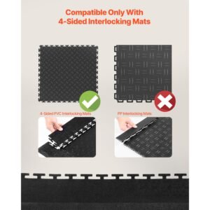 male garage floors transition edge kit, 12 edges and 4 corners, sturdy pvc interlocking modular garage floor edging slip resistant, compatible only with 4 sided interlocking mats, black