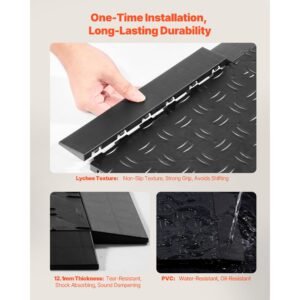 male garage floors transition edge kit, 15 pcs sturdy pp interlocking modular garage floor edging slip resistant, easy assembly compatible only with upgraded 6 lock garage mats, black