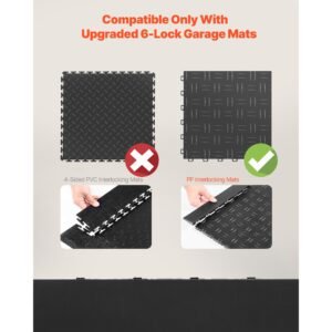 male garage floors transition edge kit, 15 pcs sturdy pp interlocking modular garage floor edging slip resistant, easy assembly compatible only with upgraded 6 lock garage mats, black