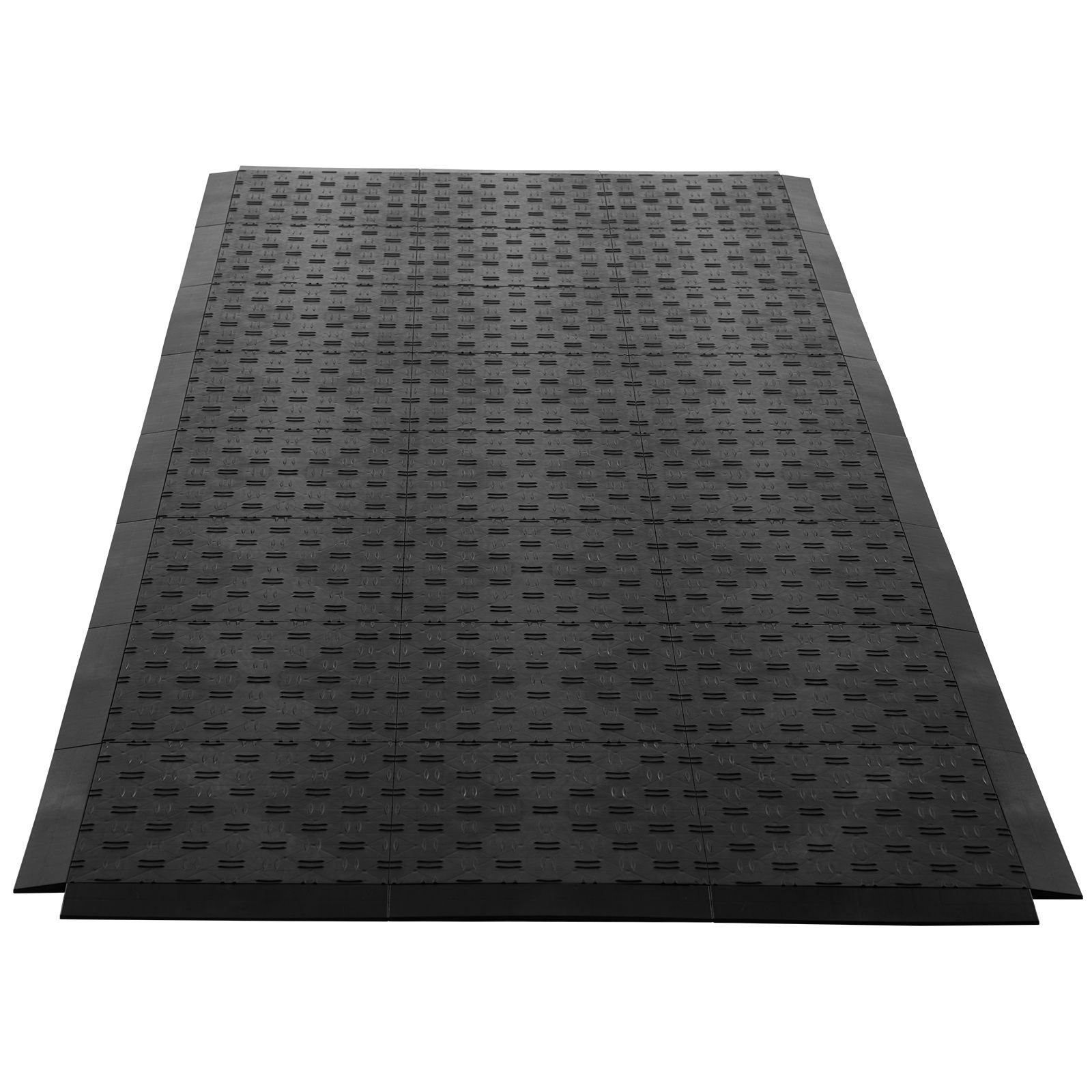 male garage floors transition edge kit, 15 pcs sturdy pp interlocking modular garage floor edging slip resistant, easy assembly compatible only with upgraded 6 lock garage mats, black