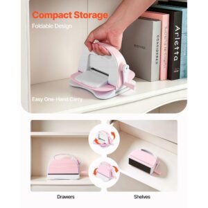 manual die cutting and embossing machine, 3" opening, portable die cut machine set with cutting dies, embossing folders, paper sheets, cutting plates, for scrapbooking, card making, crafting