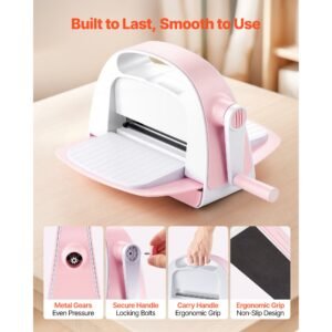 manual die cutting and embossing machine, 6" opening, portable die cut machine set with cutting dies, embossing folders, paper sheets, cutting plates, for scrapbooking, card making, crafting