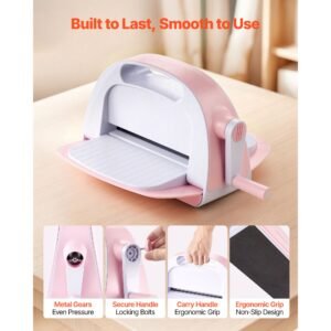 manual die cutting and embossing machine, 9" opening, portable die cut machine with cutting plates, ergonomic handle, easy to store, for arts and crafts, scrapbooking, card making, crafting