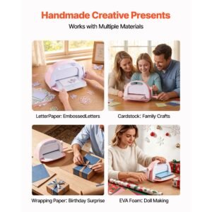 manual die cutting and embossing machine, 9" opening, portable die cut machine with cutting plates, ergonomic handle, easy to store, for arts and crafts, scrapbooking, card making, crafting