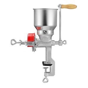 Manual Grain Mill with High Hopper, Hand-Crank Corn Grinder, Heavy Duty Cast Iron Wheat Grinding Mill with Stable Table Clamp & Dust Cover for Grains Spices Coffee Beans Nuts