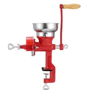 Manual Grain Mill with Low Hopper, Hand-Crank Corn Grinder, Heavy Duty Cast Iron Wheat Grinding Mill with Stable Table Clamp & Dust Cover for Grains Spices Coffee Beans Nuts