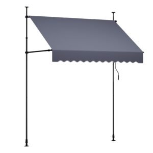 Manual Retractable Awning, 78" Outdoor Retractable Patio Awning Sunshade Shelter, Height Adjustable Patio Door Window Canopy with Manual Crank Handle for Backyard, Garden, Balcony, Dark Gray