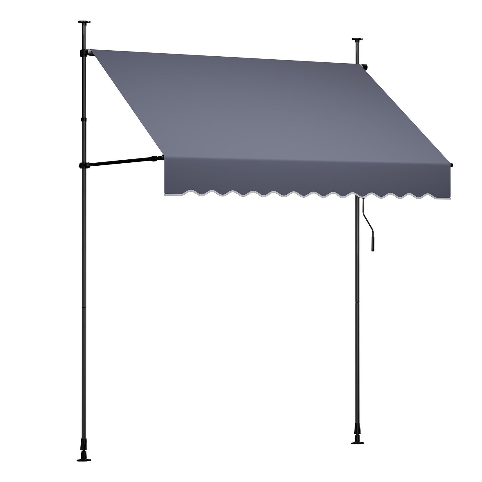 manual retractable awning, 78" outdoor retractable patio awning sunshade shelter, height adjustable patio door window canopy with manual crank handle for backyard, garden, balcony, dark gray