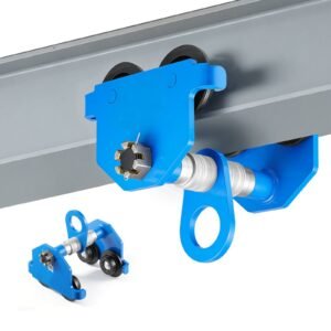 Manual Trolley, 4400 lbs/2 Ton Load Capacity, Push Beam Trolley with Dual Wheels, Adjustable for I-Beam Flange Width 2.4" to 7", Heavy Duty Carbon Steel Garage Hoist for Straight & Curved I Beam