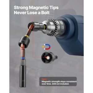 master magnetic impact nut driver set 55pcs, metric & sae sizes, with socket adapters, bit holder, wing nut driver, pivoting nutsetter, quick release extension, power bits, storage box