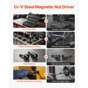 master magnetic impact nut driver set 55pcs, metric & sae sizes, with socket adapters, bit holder, wing nut driver, pivoting nutsetter, quick release extension, power bits, storage box