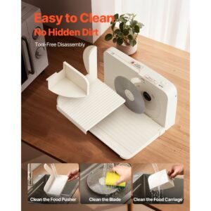 meat slicer, 6.7" foldable electric cutter with dual security lock, 0 0.59" adjustable thickness, easy to clean, 180w home food slicer for frozen meat, ham, baguett, steak