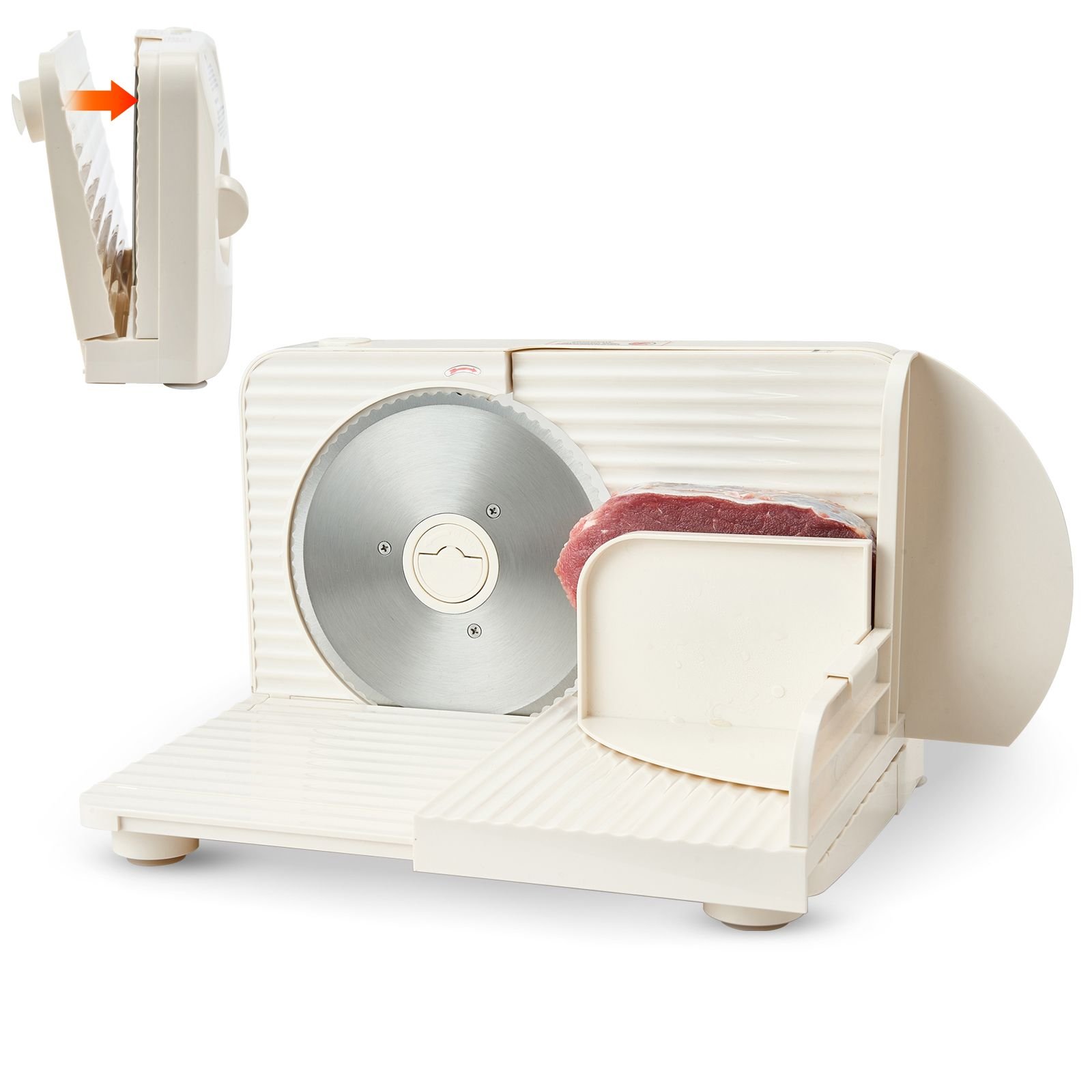 meat slicer, 6.7" foldable electric cutter with dual security lock, 0 0.59" adjustable thickness, easy to clean, 180w home food slicer for frozen meat, ham, baguett, steak