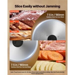 meat slicer, 7.5" electric deli slicer with 2 sus420 blades & 0 0.6" adjustable thickness, 200w home food slicer for frozen meat, ham, baguett, steak, ul approved