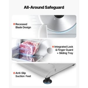 meat slicer, 7.5" electric deli slicer with 2 sus420 blades & 0 0.6" adjustable thickness, 200w home food slicer for frozen meat, ham, baguett, steak, ul approved