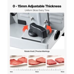 meat slicer, 7.5" electric deli slicer with sus420 blade & 0 0.6" adjustable thickness, 200w home food slicer for frozen meat, ham, baguett, steak, ul approved