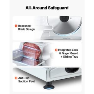 meat slicer, 7.5" electric deli slicer with sus420 blade & 0 0.6" adjustable thickness, 200w home food slicer for frozen meat, ham, baguett, steak, ul approved